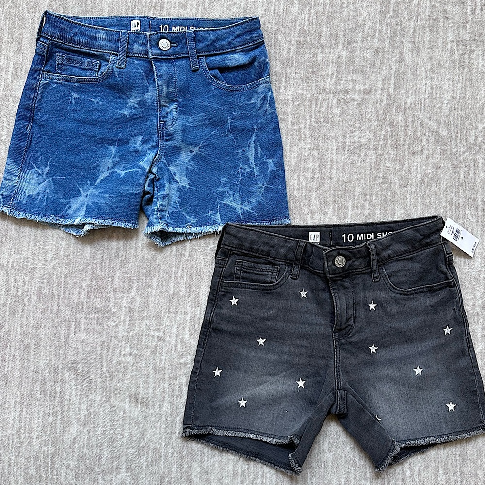 Gap girls midi Jean shorts 2 pair with adjustable waist size 10